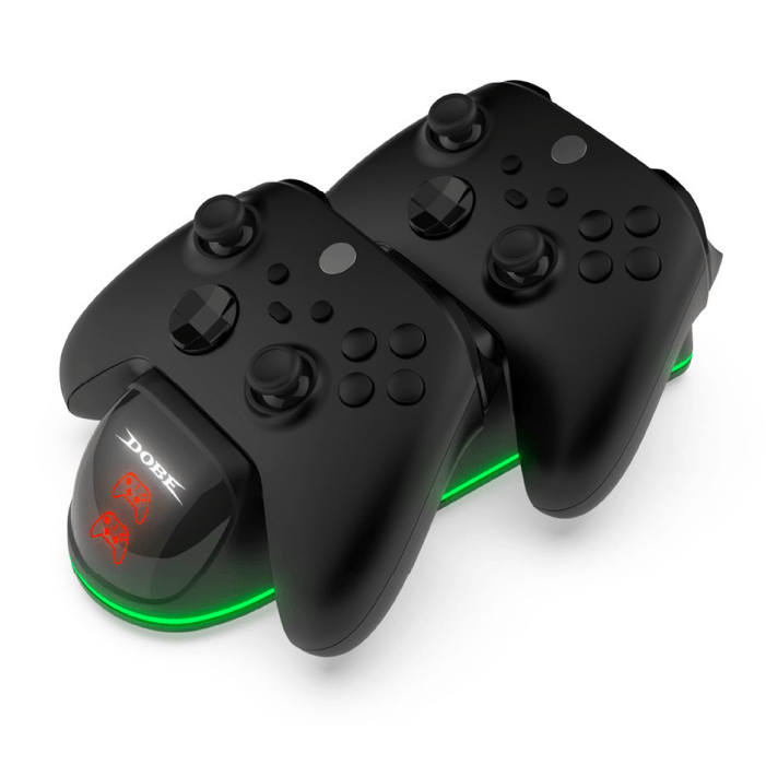 Зарядная станция Dobe для 2-х геймпадов Xbox One/Series S/X + 2 аккумулятора (TYX-1623X) Зарядная станция Dobe для 2-х геймпадов Xbox One/Series S/X + 2 аккумулятора (TYX-1623X)