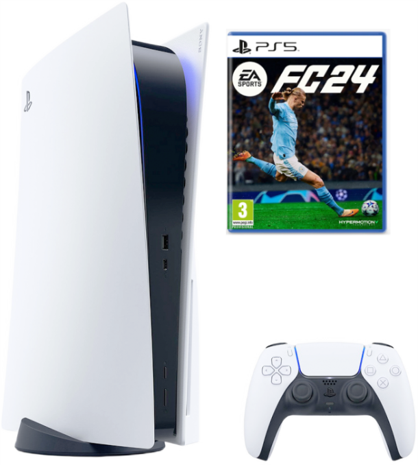 Игровая приставка Sony PlayStation 5  + игра ваучер EA Sports FC 24 (FIFA 24) Игровая приставка Sony PlayStation 5  + игра ваучер EA Sports FC 24 (FIFA 24)