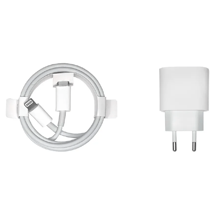 Сетевое зарядное устройство для iPhone USB-C 20W + кабель USB-C - Lightning Сетевое зарядное устройство для iPhone USB-C 20W + кабель USB-C - Lightning