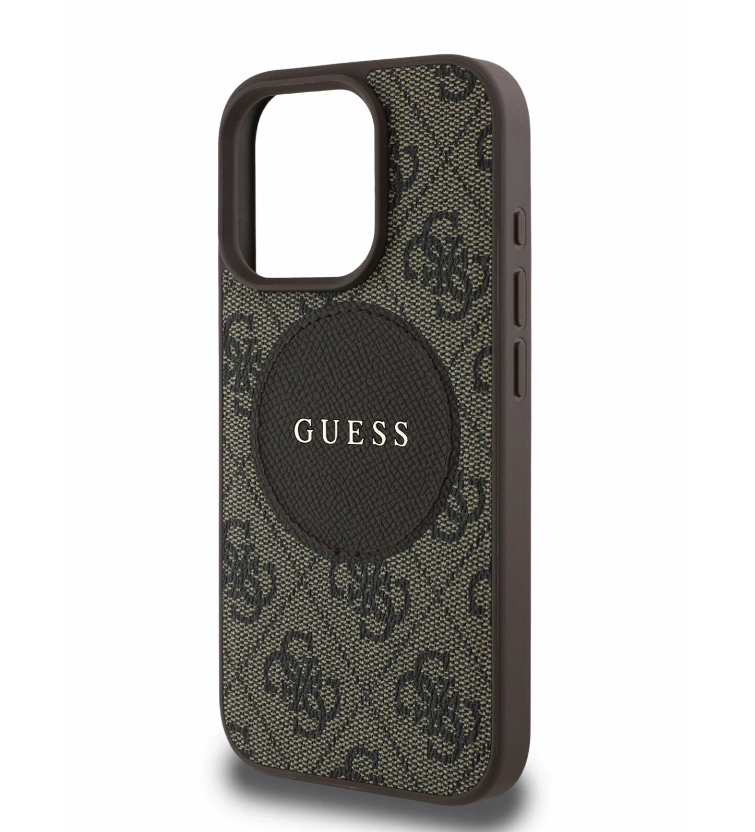 Чехол Guess PU 4G with Round Patch Metal logo Hard Brown (MagSafe) для iPhone 16 Pro Чехол Guess PU 4G with Round Patch Metal logo Hard Brown (MagSafe) для iPhone 16 Pro