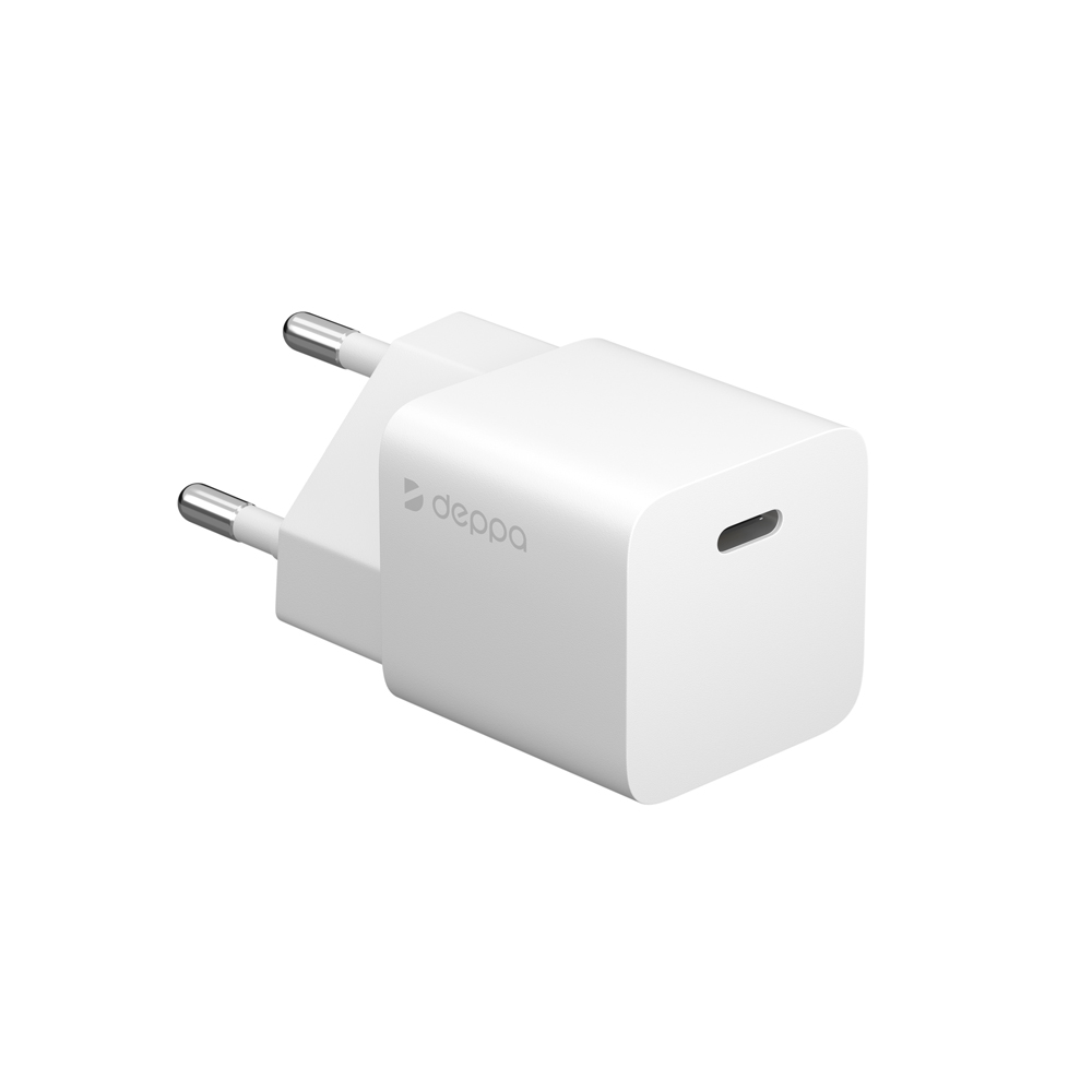 Сетевое зарядное устройство Deppa USB-C, Power Delivery, GaN, 20W, белый Сетевое зарядное устройство Deppa USB-C, Power Delivery, GaN, 20W, белый