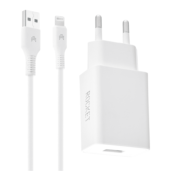 Сетевое зарядное устройство Rocket Space Pro USB-A + кабель Lightning, 10.5W, белый Сетевое зарядное устройство Rocket Space Pro USB-A + кабель Lightning, 10.5W, белый