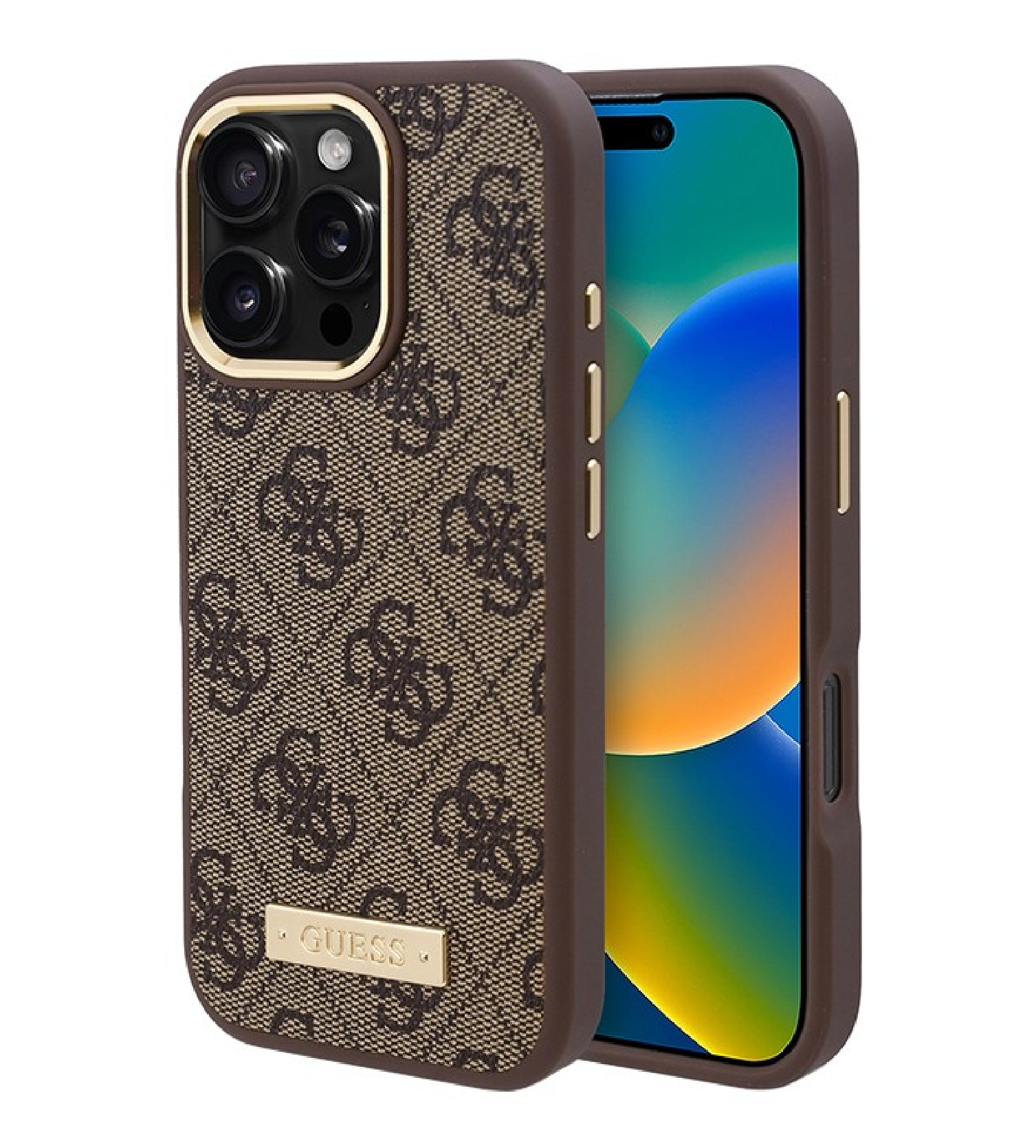Чехол Guess PU 4G Plate metal logo Hard Brown (MagSafe) для iPhone 16 Pro Чехол Guess PU 4G Plate metal logo Hard Brown (MagSafe) для iPhone 16 Pro