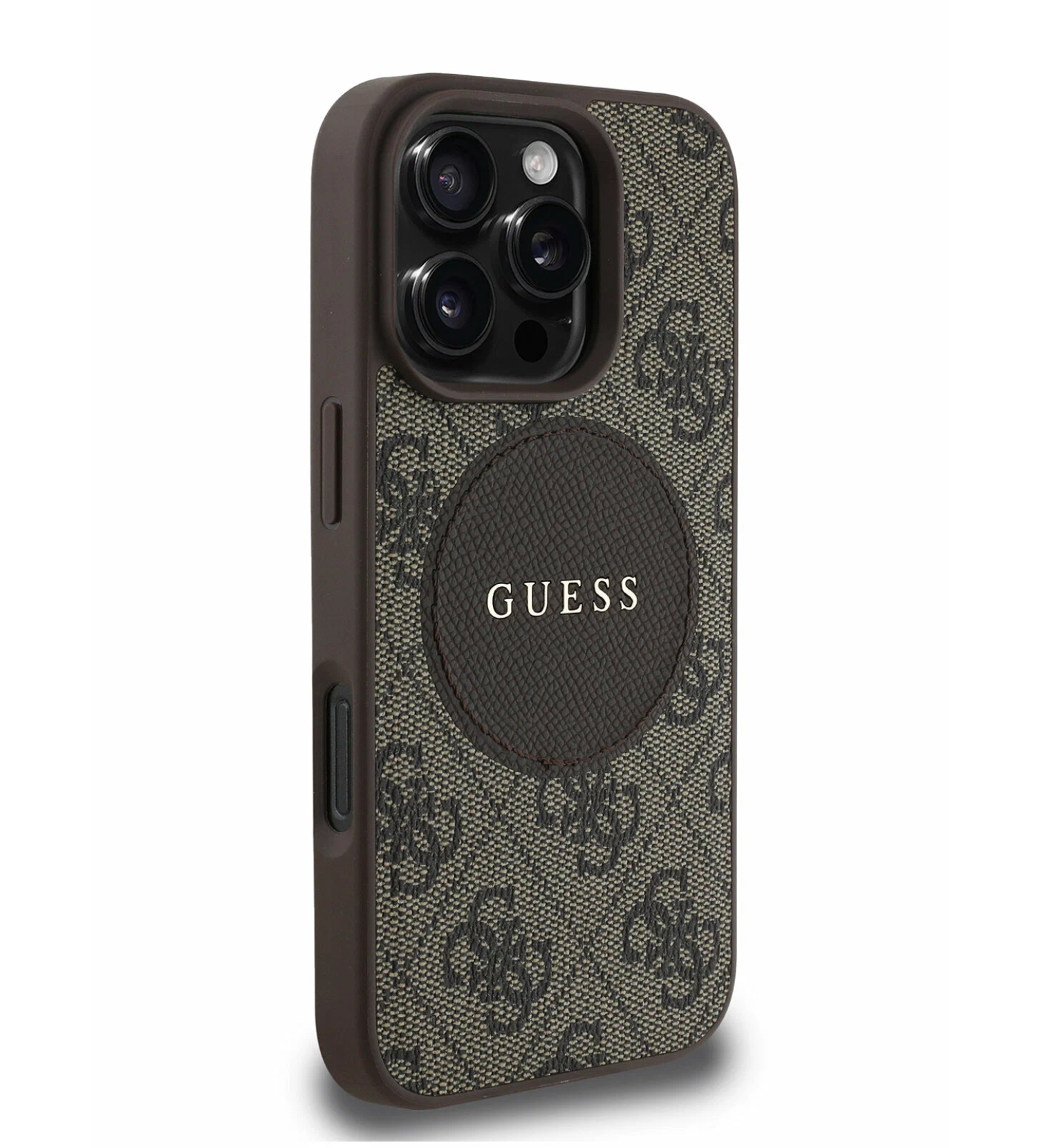 Чехол Guess PU 4G with Round Patch Metal logo Hard Brown (MagSafe) для iPhone 16 Pro Max Чехол Guess PU 4G with Round Patch Metal logo Hard Brown (MagSafe) для iPhone 16 Pro Max
