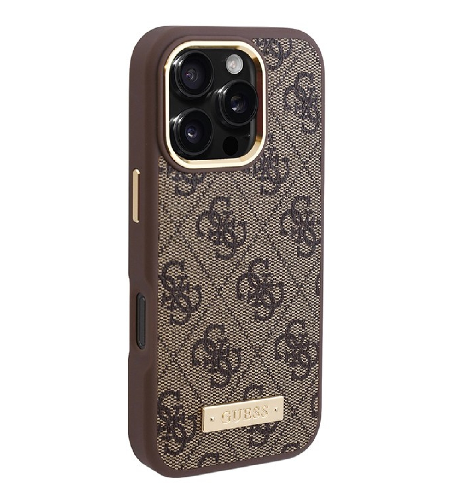 Чехол Guess PU 4G Plate metal logo Hard Brown (MagSafe) для iPhone 16 Pro Чехол Guess PU 4G Plate metal logo Hard Brown (MagSafe) для iPhone 16 Pro