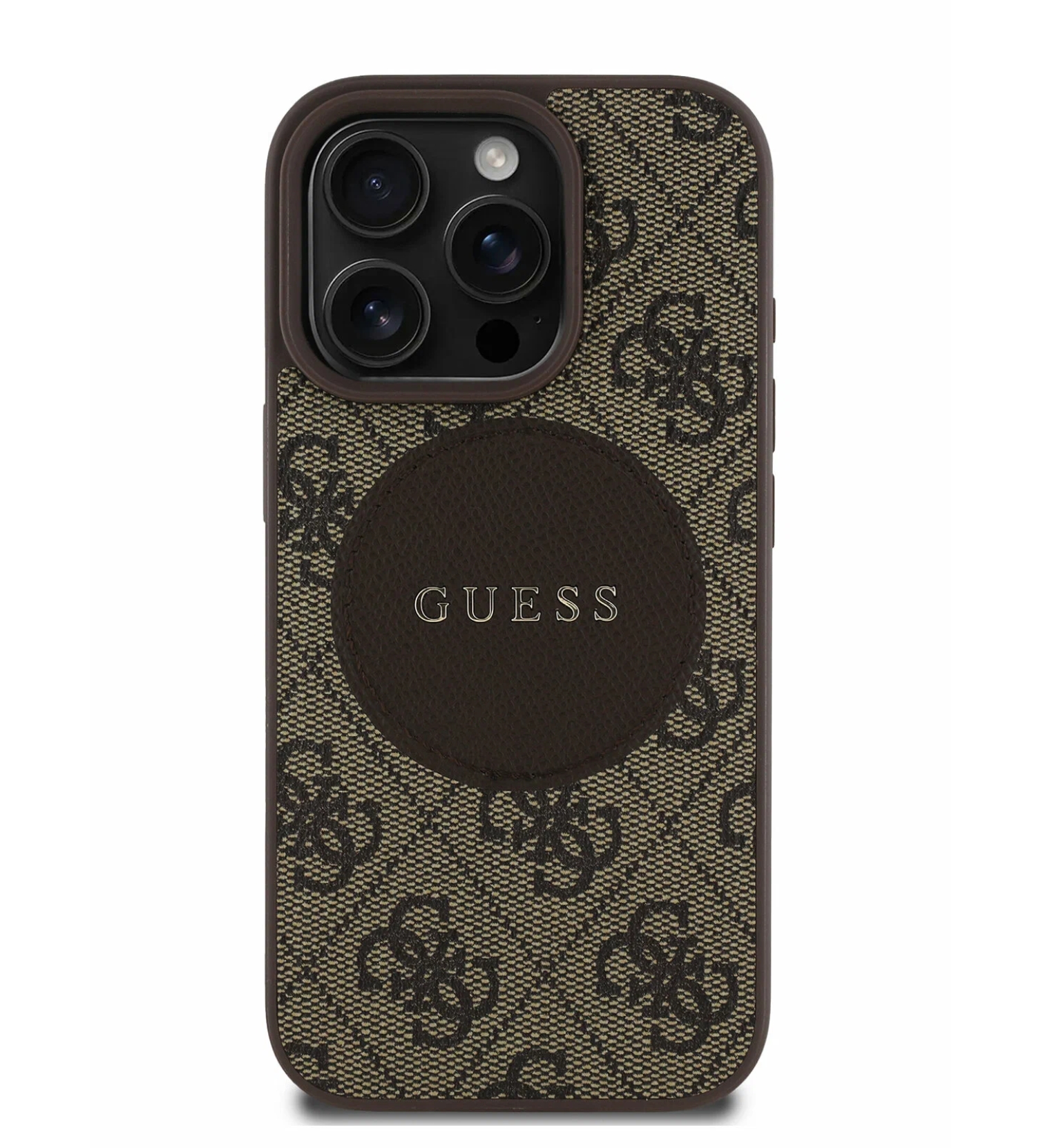 Чехол Guess PU 4G with Round Patch Metal logo Hard Brown (MagSafe) для iPhone 16 Pro Max Чехол Guess PU 4G with Round Patch Metal logo Hard Brown (MagSafe) для iPhone 16 Pro Max