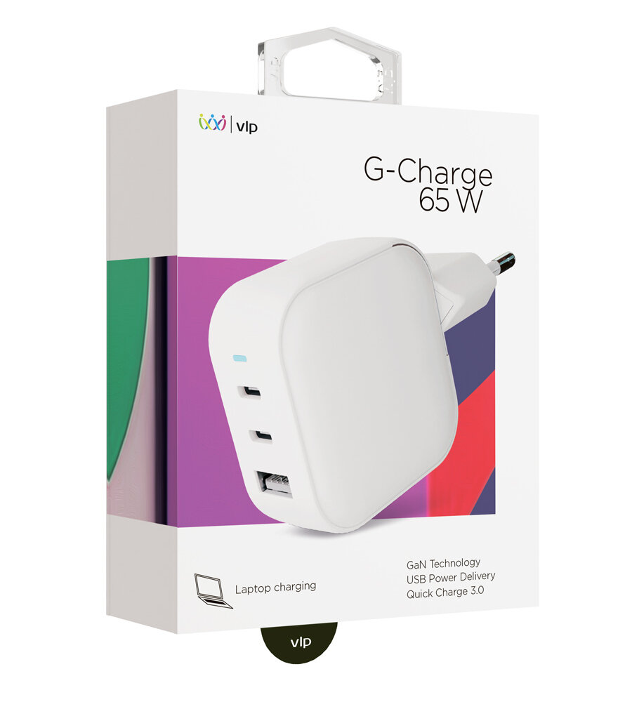 Сетевое зарядное устройство «vlp» G-Charge G-Charge 65W USB-C+USB-С, PD, QC, белый Сетевое зарядное устройство «vlp» G-Charge G-Charge 65W USB-C+USB-С, PD, QC, белый