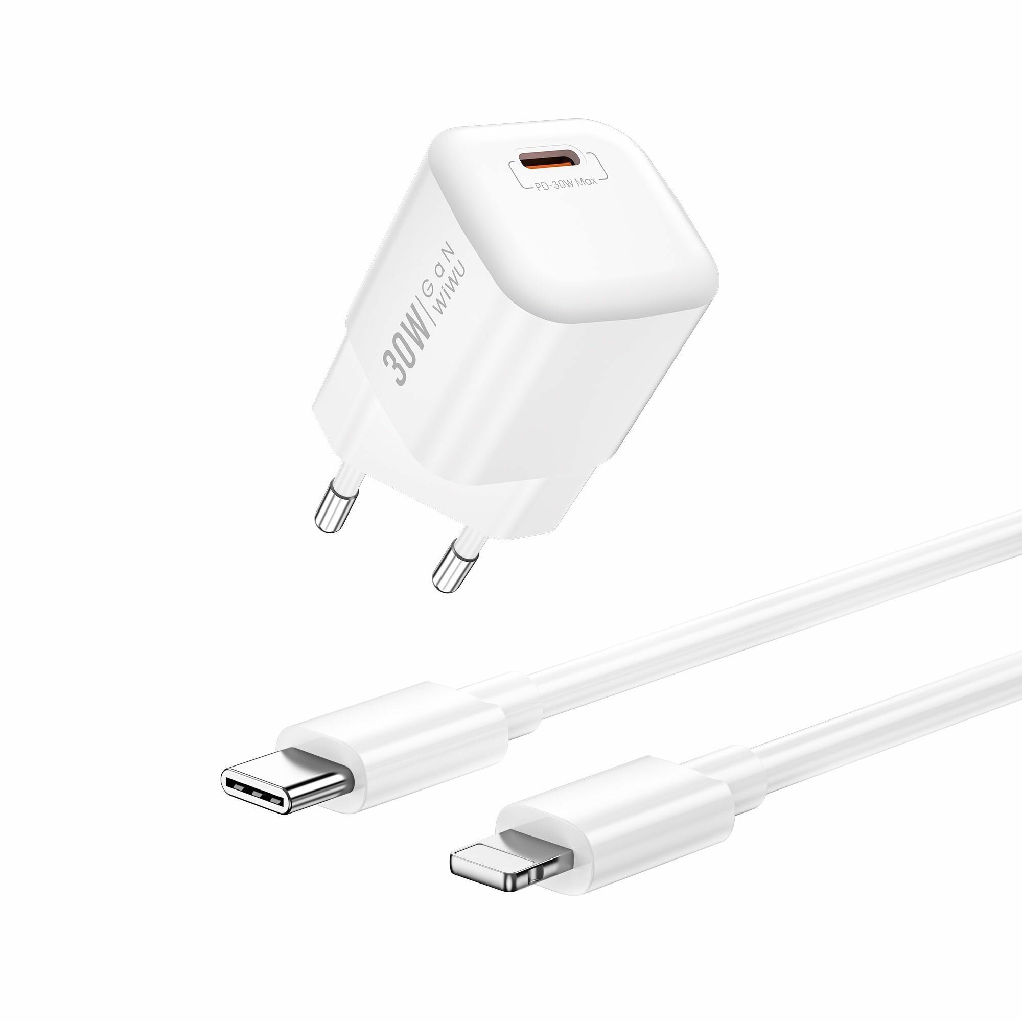 Сетевое зарядное устройство WiWU U006 USB-C 30W+кабель Type-C-Type-C (Вилка UK) белый Сетевое зарядное устройство WiWU U006 USB-C 30W+кабель Type-C-Type-C (Вилка UK) белый