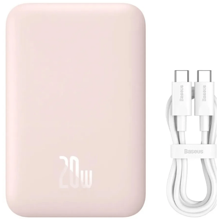 Внешний аккумулятор Baseus Magnetic wireless Fast charging power bank 6000mAh 20W Pink With Baseus Xiaobai series fast charging Cable Type-C to Type-C 60W(20V/3A) 50cm white) Внешний аккумулятор Baseus Magnetic wireless Fast charging power bank 6000mAh 20W Pink With Baseus Xiaobai series fast charging Cable Type-C to Type-C 60W(20V/3A) 50cm white)