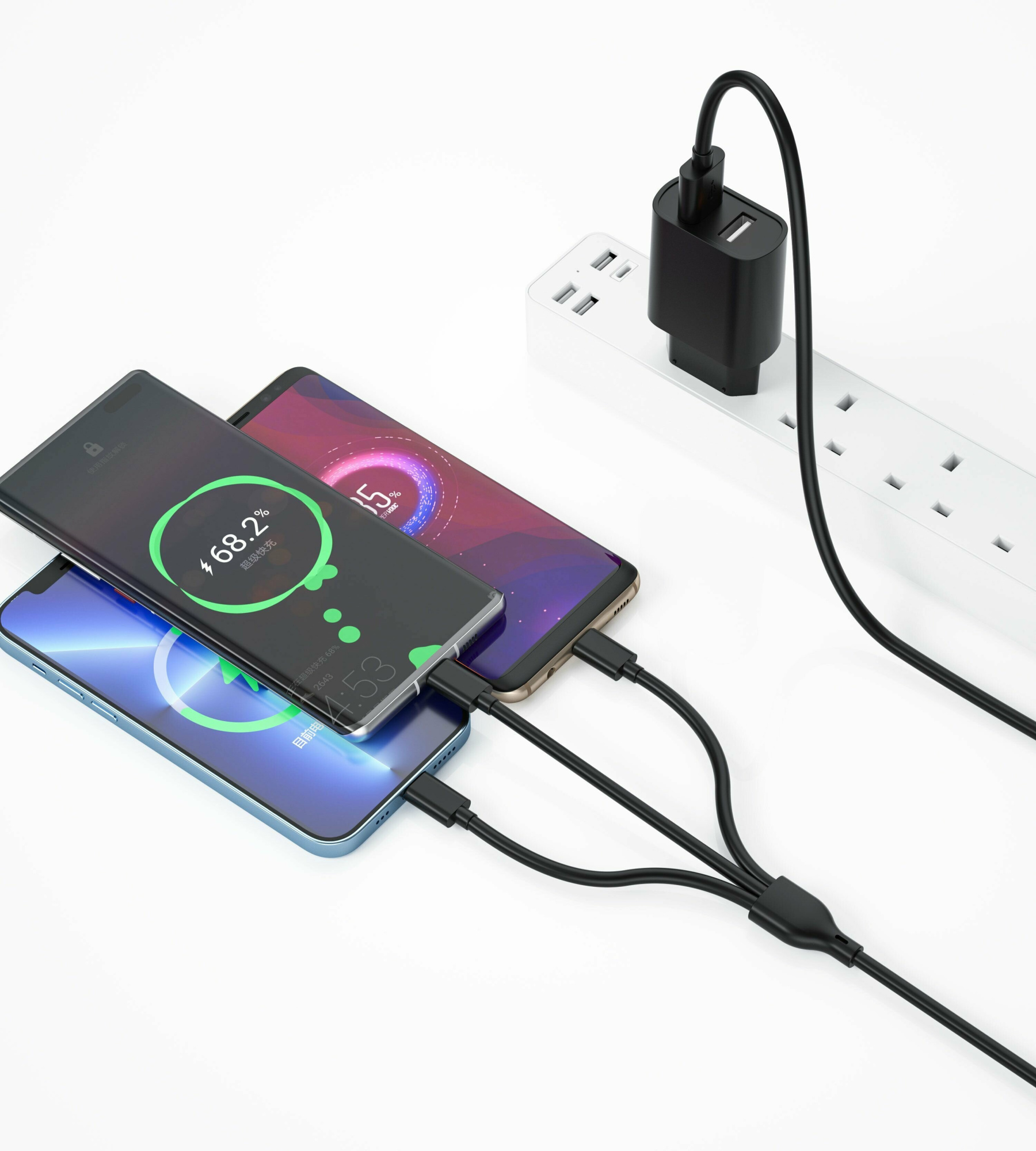 Сетевое зарядное устройство WiWU U003 USB-A + USB A + кабель 3in1 черный Сетевое зарядное устройство WiWU U003 USB-A + USB A + кабель 3in1 черный